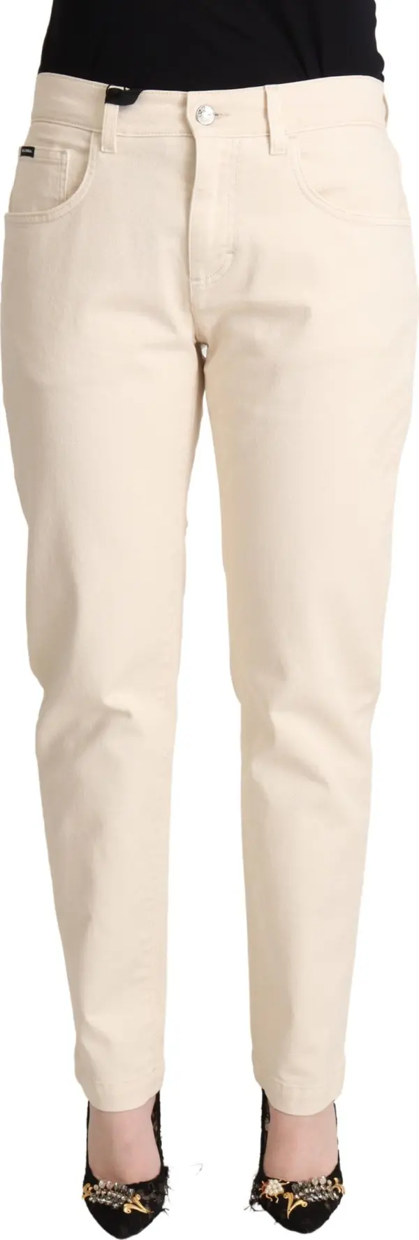 White Cotton Skinny Denim Women Jeans Pants