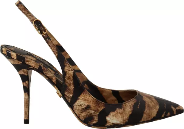Brown Slingbacks Leather Tiger Shoes