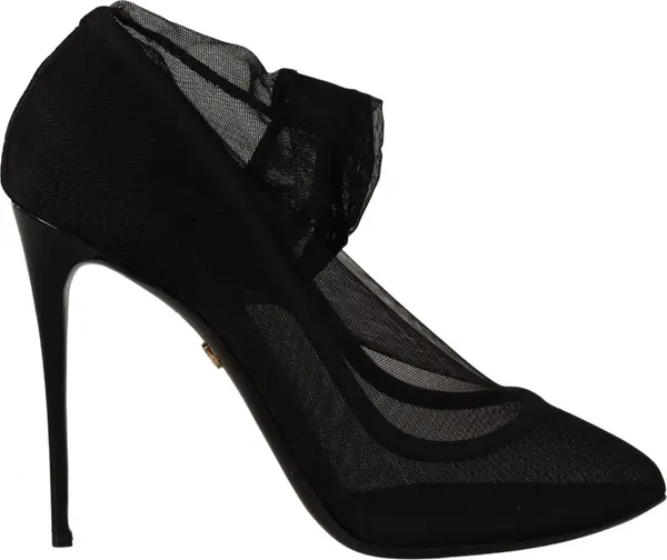 Black Tulle Stretch Boots Pumps Shoes