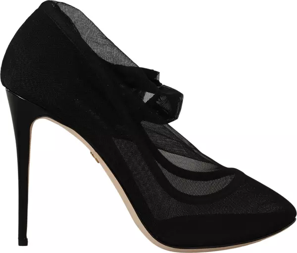 Black Stretch Tulle Stretch Boots Shoes