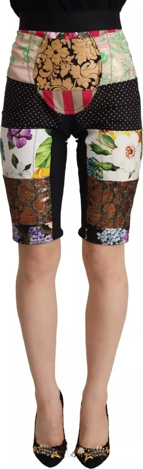 Multicolor Patchwork High Waist Cropped Pants