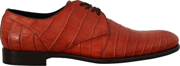 Orange Exotic Leather Dress Derby Shoes