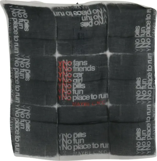 Dark Gray Wool Foulard Branded Scarf