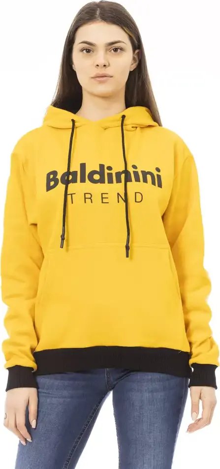 Yellow Cotton Women Hoodie