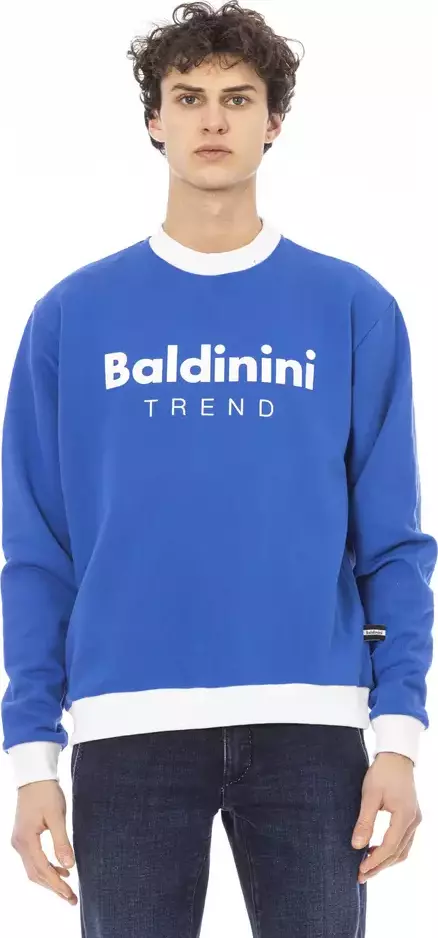 Blue Cotton Men Sweater