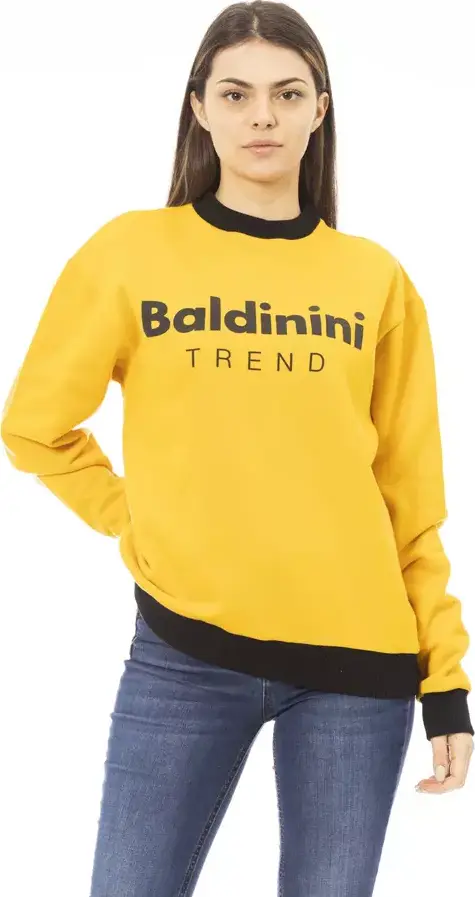 Yellow Cotton Women Hoodie