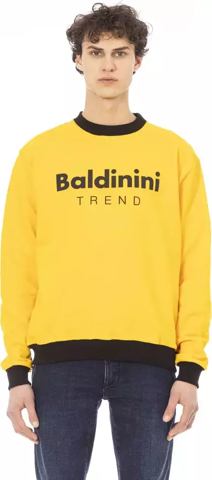 Yellow Cotton Men Sweater