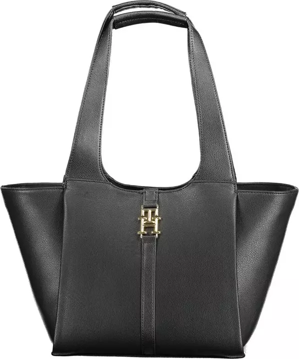 Black Polyurethane Women Handbag