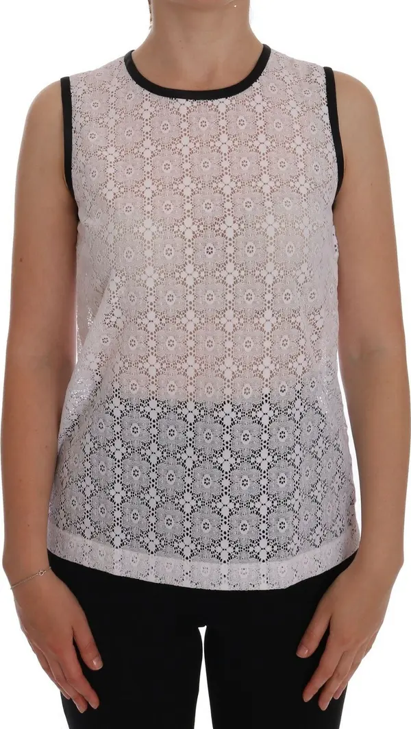 White Lace Floral Nylon Tank T-shirt