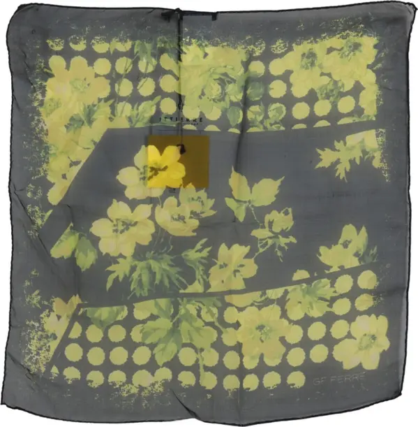 Black Yellow Floral Wrap Shawl Foulard Scarf