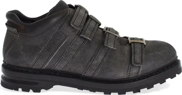 Gray Leather Ankle Strap Shoes Boots