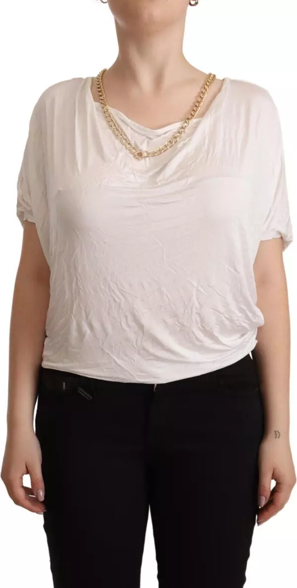 White Short Sleeves Gold Chain T-shirt Top