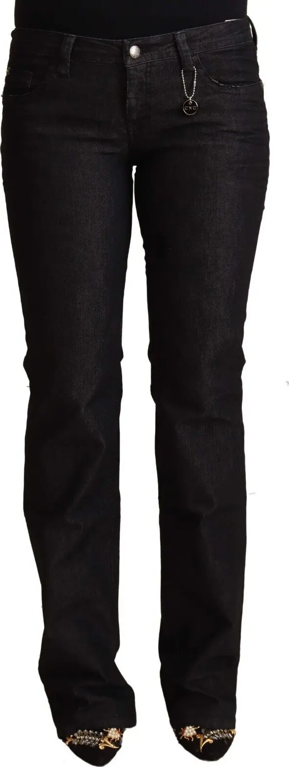 Black Cotton Low Waist Skinny Jeans