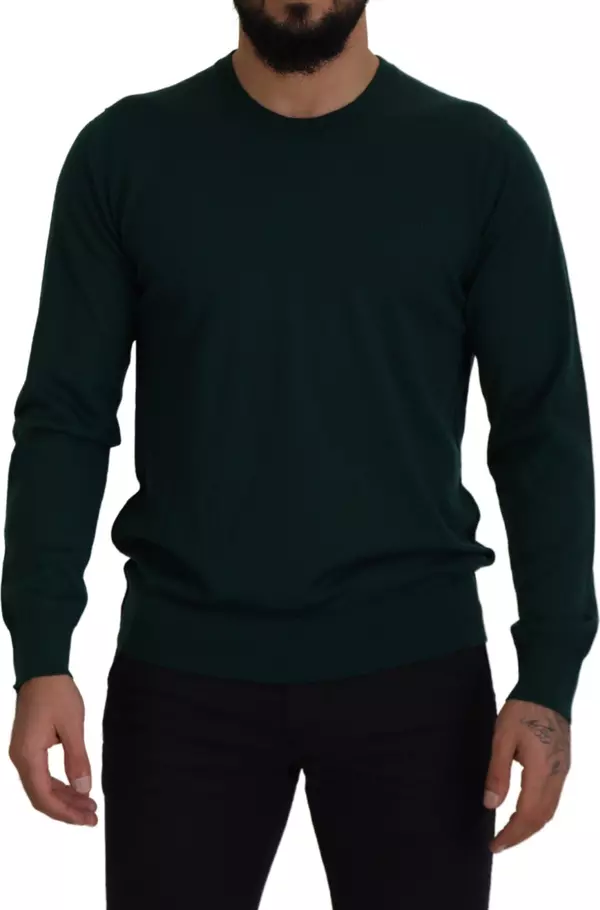 Green Cashmere Crewneck Pullover Sweater