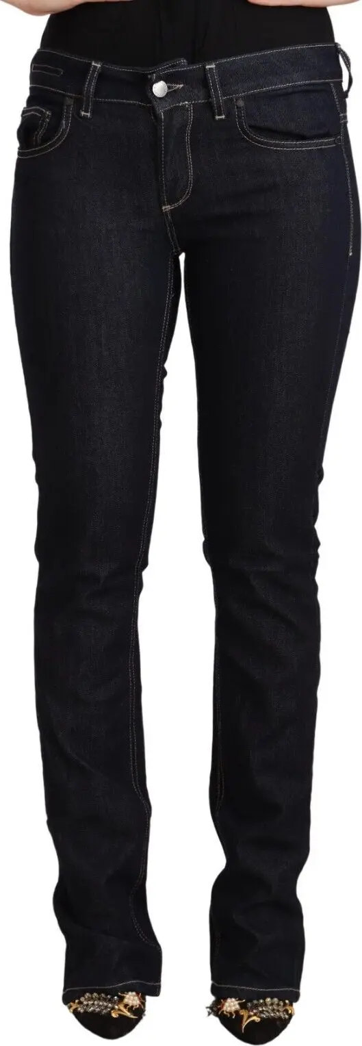 Black Cotton Stretch Low Waist Skinny Denim Jeans