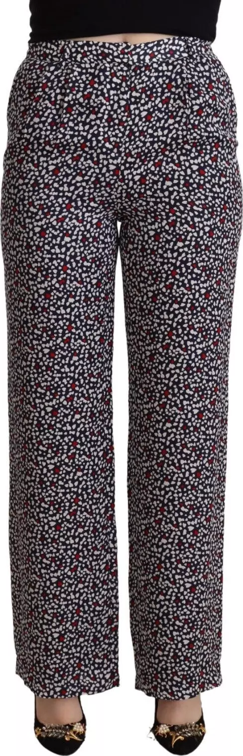 Black High Waist Printed Straight Pants
