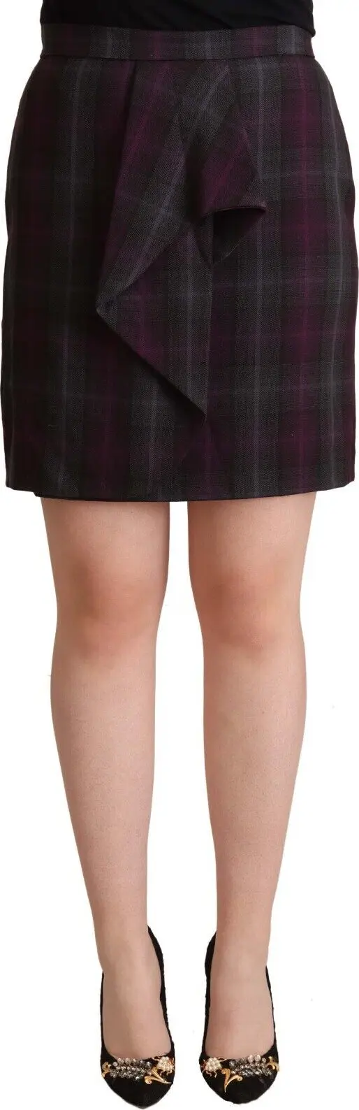 Multicolor Checkered Ruffle High Waist Mini Skirt