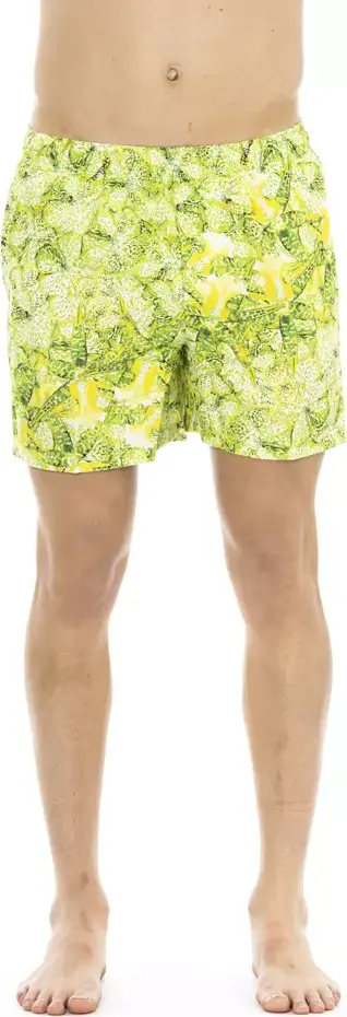 Green Polyester Men Swim Short