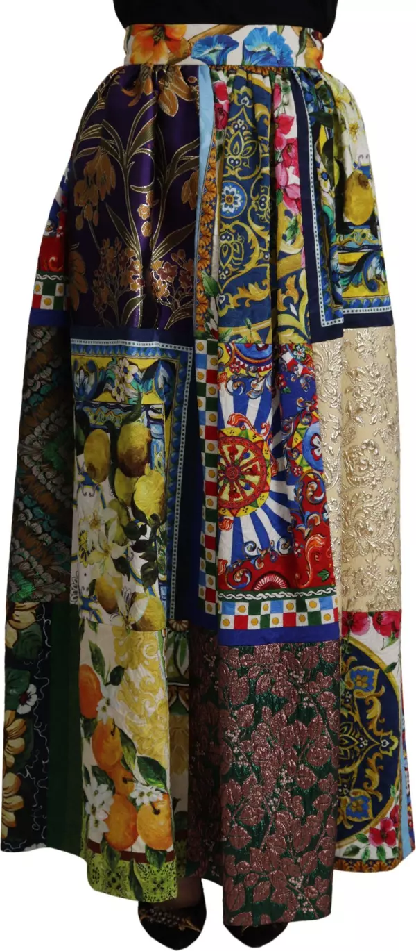 Multicolor Patchwork Sicily Long Maxi Skirt