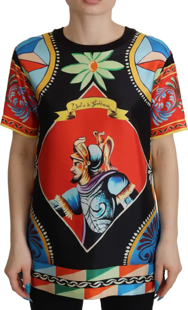 Multicolor Soldier Carretto Silk Top T-shirt