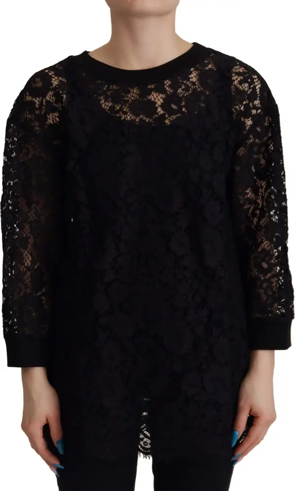 Black Floral Lace Pullover Sicily Blouse
