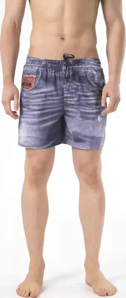 Blue Polyester Men Swimwear Short