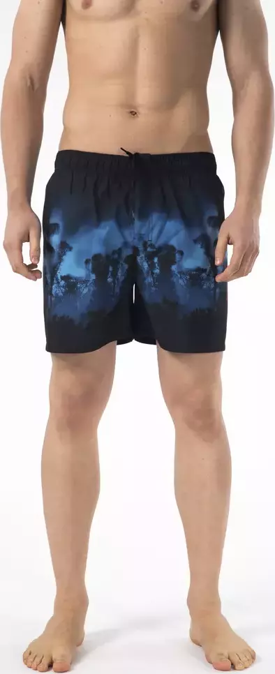 Black Polyester Men Swim Short