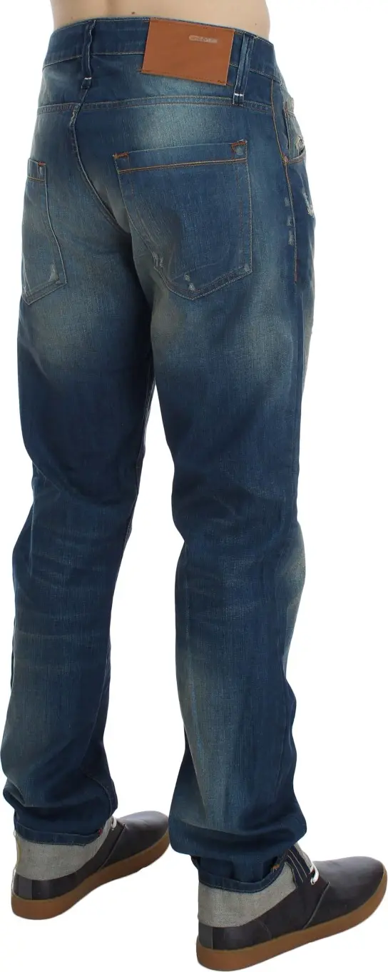 Blue Wash Denim Cotton Stretch Baggy Fit Jeans