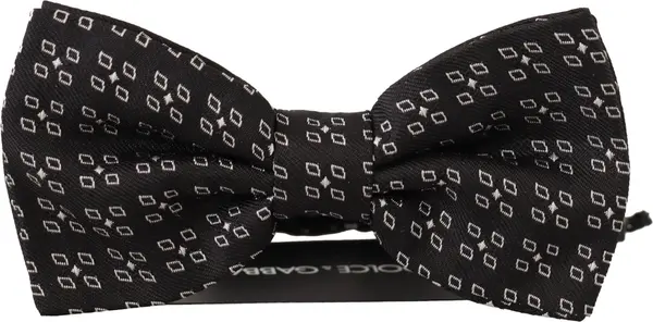 Black White Polka Dot 100% Silk Neck Papillon Tie