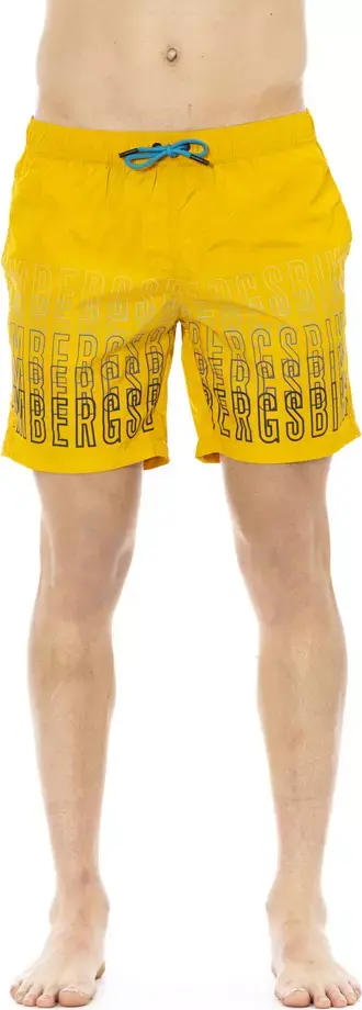Yellow Polyester Men Swim Short