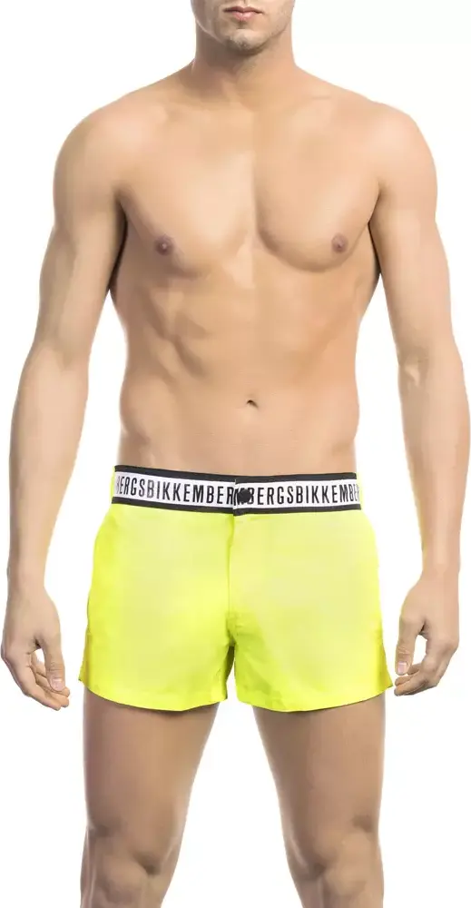 Yellow Polyamide Men Swim Short