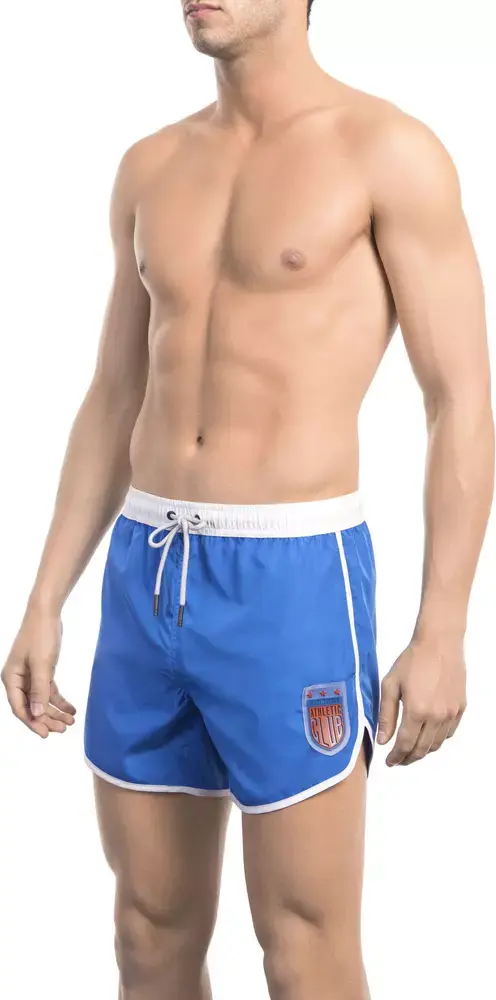 Blue Polyester Men Swim Short