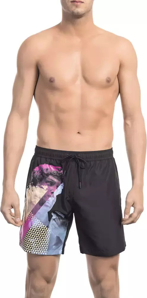 Black Polyester Men Swim Short