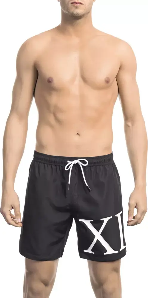 Black Polyester Men Swim Short