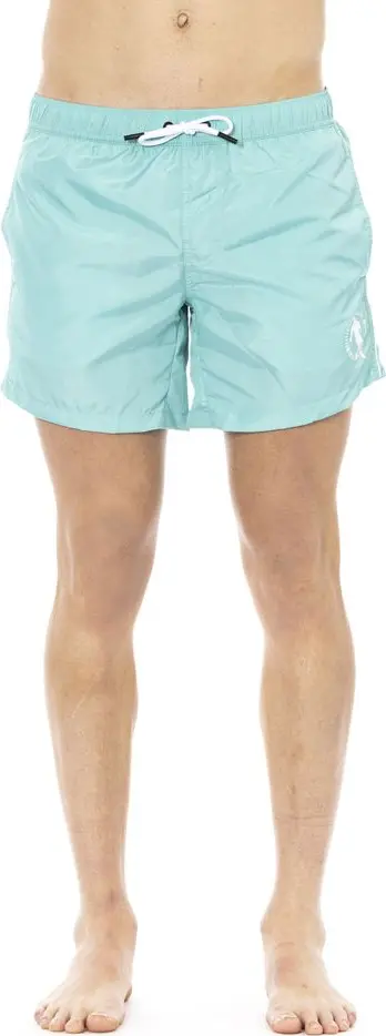 Light Blue Polyester Men Swimwear
