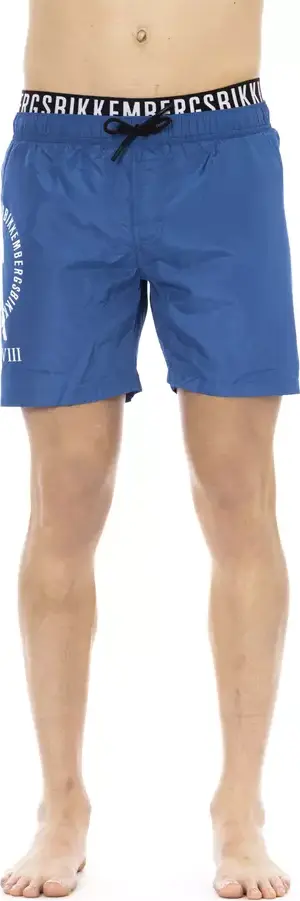 Blue Polyester Men Swim Short