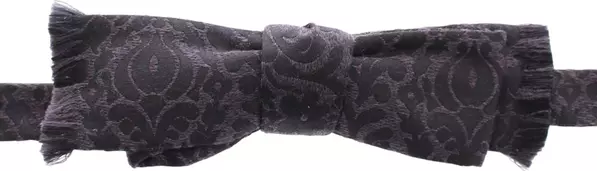 Gray Black Wool Bow Tie
