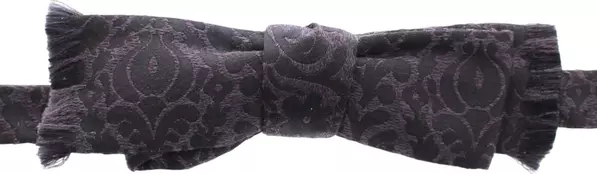 Gray Black Wool Silk Bow Tie