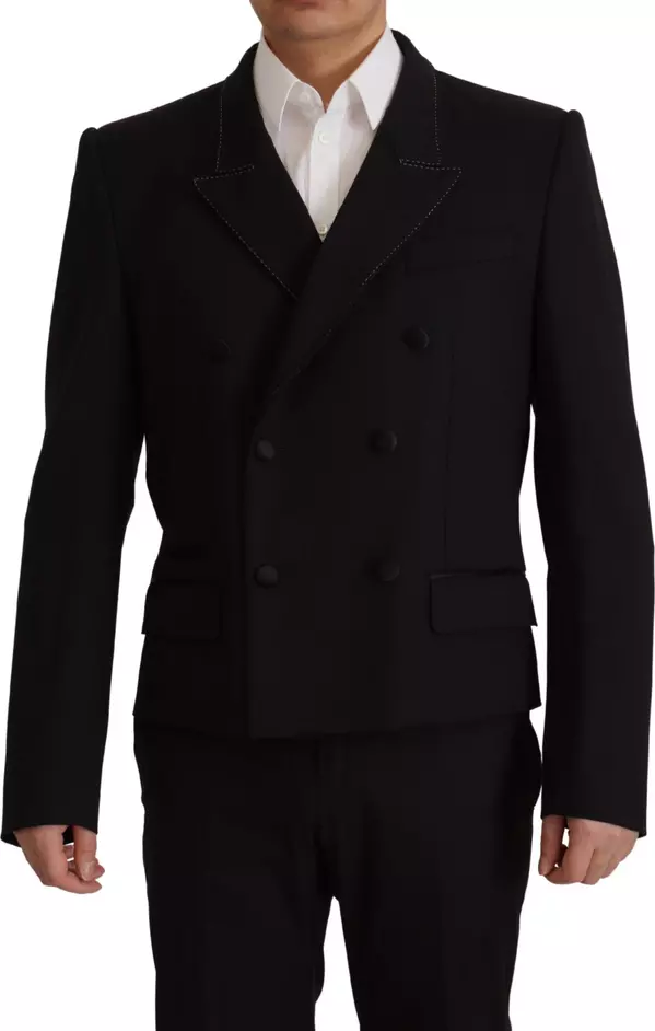 Black Double Breasted Coat Blazer Jacket