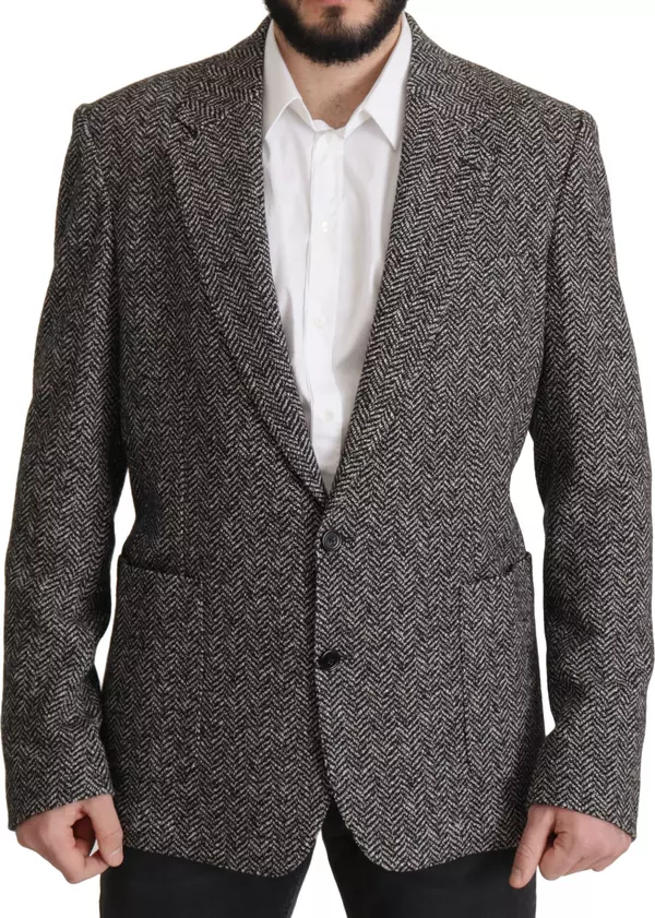 Gray Cotton Single Breasted Fantasy Blazer
