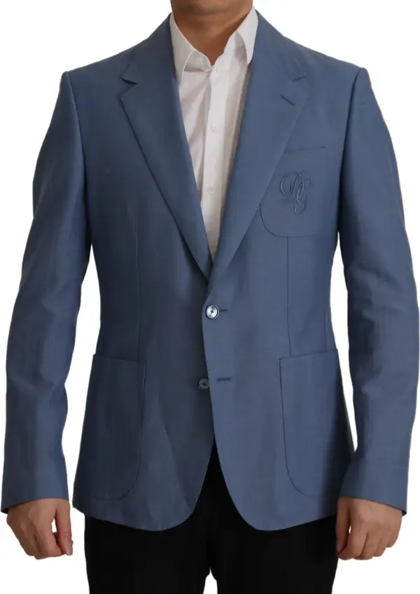 Blue Single Breasted Logo Blazer Jacket