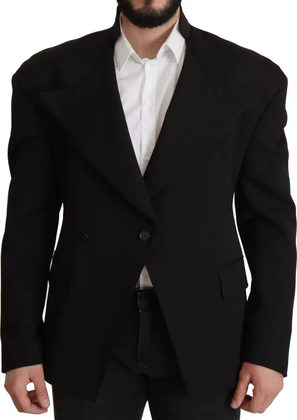Black Wool Single Breasted Jacket Blazer