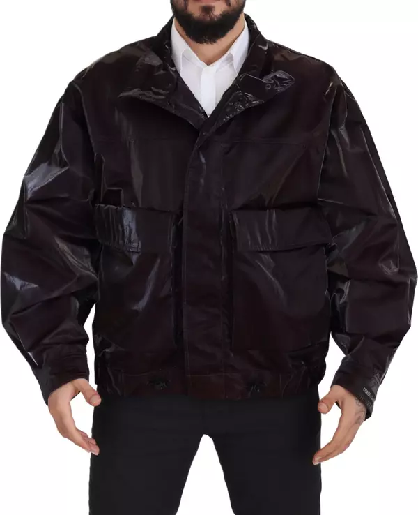 Bordeaux Nylon Collared Men Coat Jacket