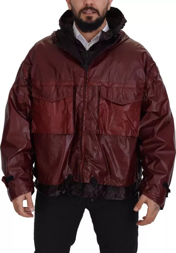Bordeaux Cotton Hooded Full Zip Jacket