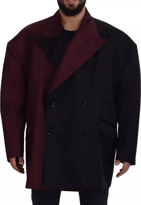 Bordeaux Polyester Double Breasted Jacket