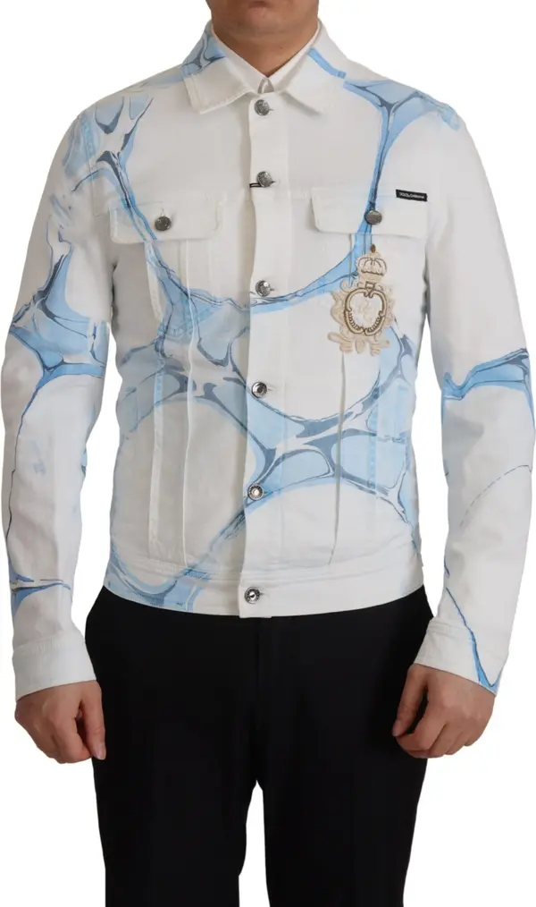 White Cotton Logo Embroidery Denim Jacket