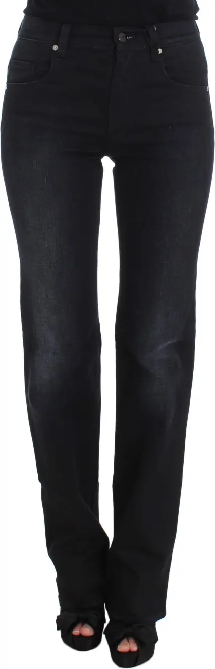 Blue Cotton Blend Slim Fit Bootcut Jeans