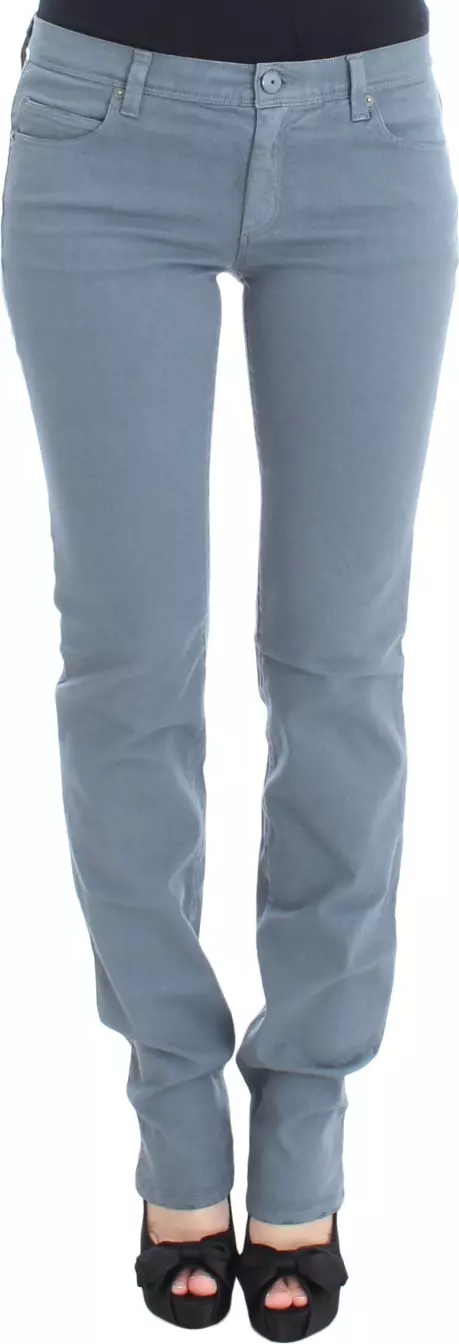 Blue Cotton Blend Slim Fit Bootcut Jeans