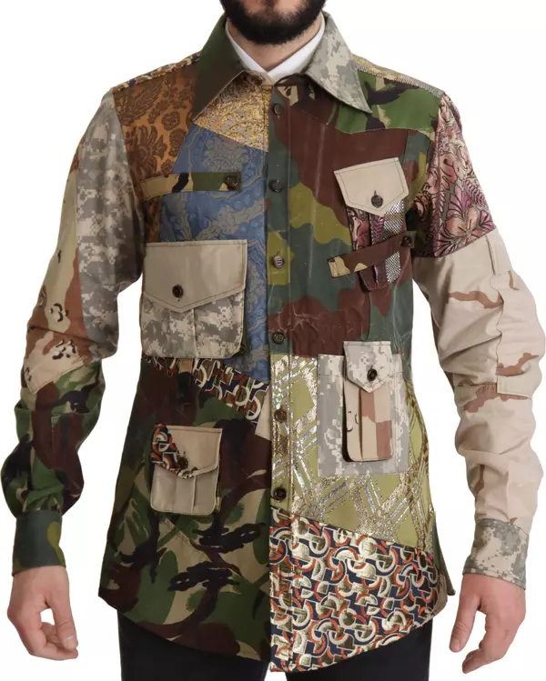 Multicolor Button Down Patchwork Shirt