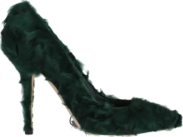 Green Xiangao Lamb Fur Leather Pumps